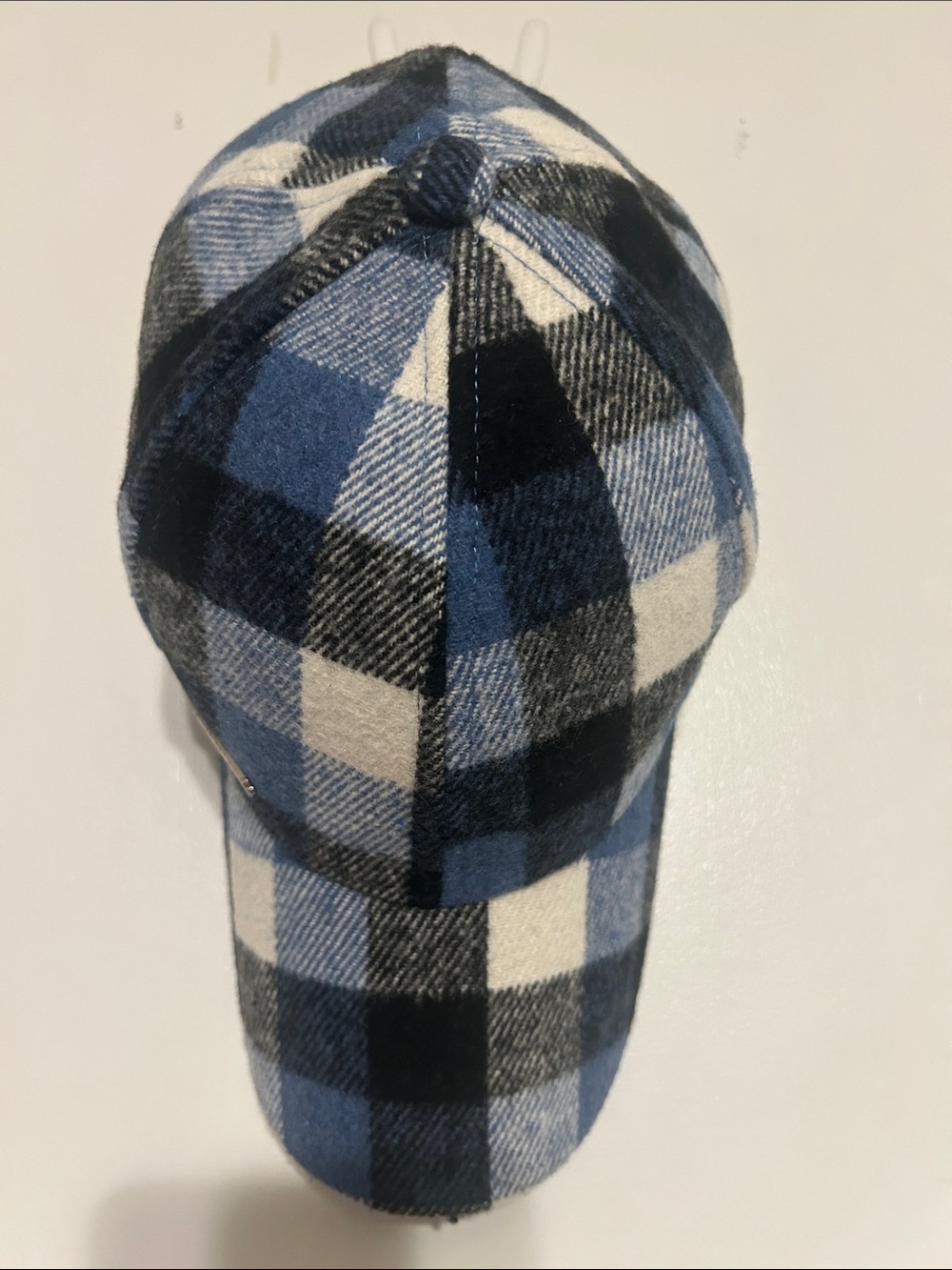 Steve Madden Blue Black White Plaid Baseball Cap